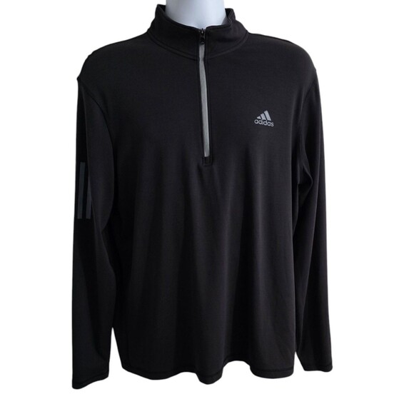 Adidas Golf 3 Stripe 1/4 Zip Golf Pullover Black/Gray Mens Size Large EUC - Picture 1 of 12